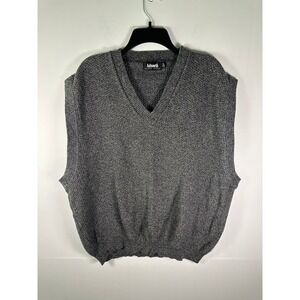 Ashworth Sweater Vest Mens XL V-Neck 100% Cotton Gray Textured Classic Fit